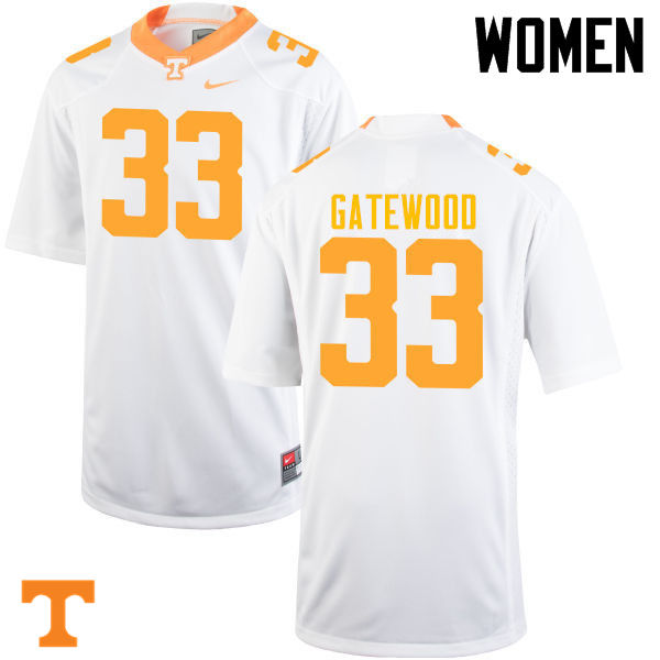 Women #33 MaLeik Gatewood Tennessee Volunteers College Football Jerseys-White - Click Image to Close